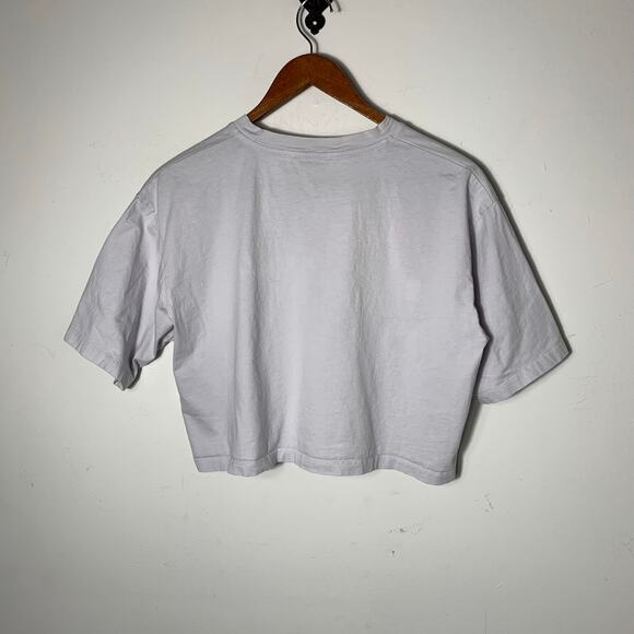 Womens BALMAIN Logo Crop T-shirt in Cotton light blue size S - Picture 3 of 3